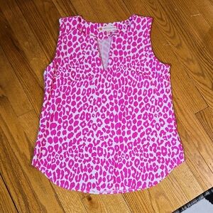 Jude Connally Hot Pink and White Leopard Cheetah Print Sleeveless Top